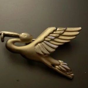 Vintage gage stork brooch